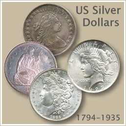 Bust Dollar, Seated Liberty, Morgan and Peace Dollar