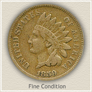 1859 Indian Head Penny Fine Condition