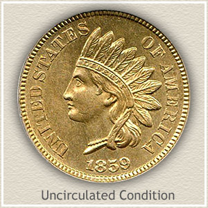 1859 Indian Head Penny Uncirculated Condition