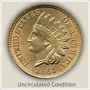 1863 Indian Head Penny Uncirculated Condition