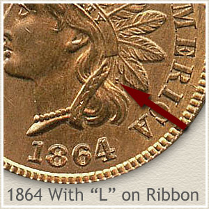 Location of the L on an 1864 Penny