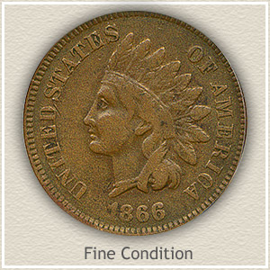 1866 Indian Head Penny Fine Condition