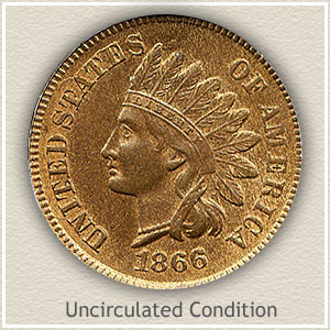 1866 Indian Head Penny Uncirculated Condition