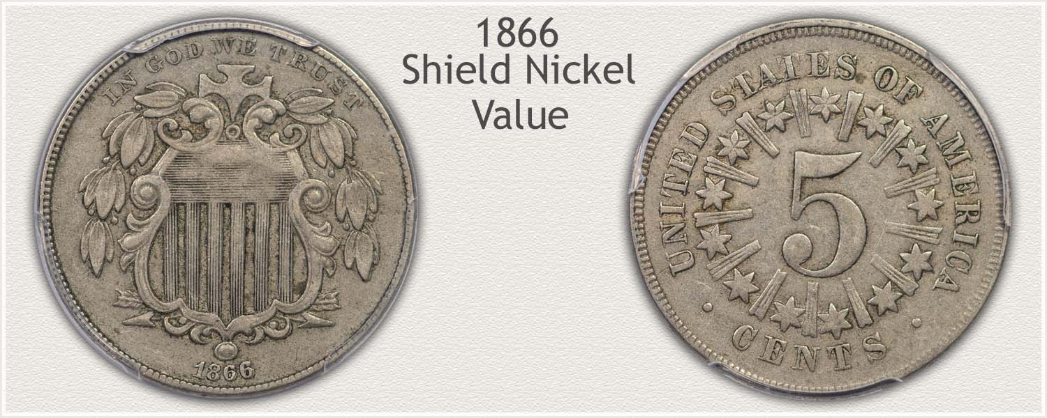 Obverse and Reverse Views of an 1866 Shield Nickel