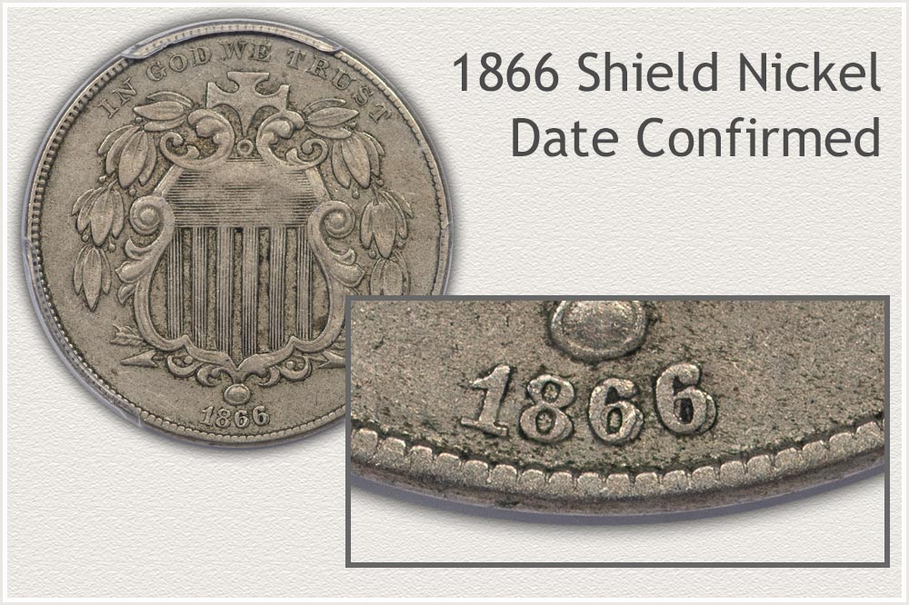 Close-Up View of the Date on an 1866 Shield Nickel