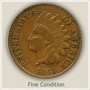 1869 Indian Head Penny Fine Condition