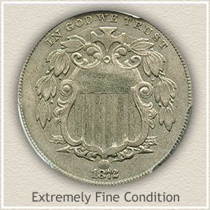 1872 Shield Nickel Extremely Fine Condition
