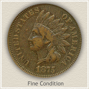1875 Indian Head Penny Fine Condition