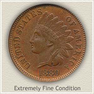 1880 Indian Head Penny Extremely Fine Condition