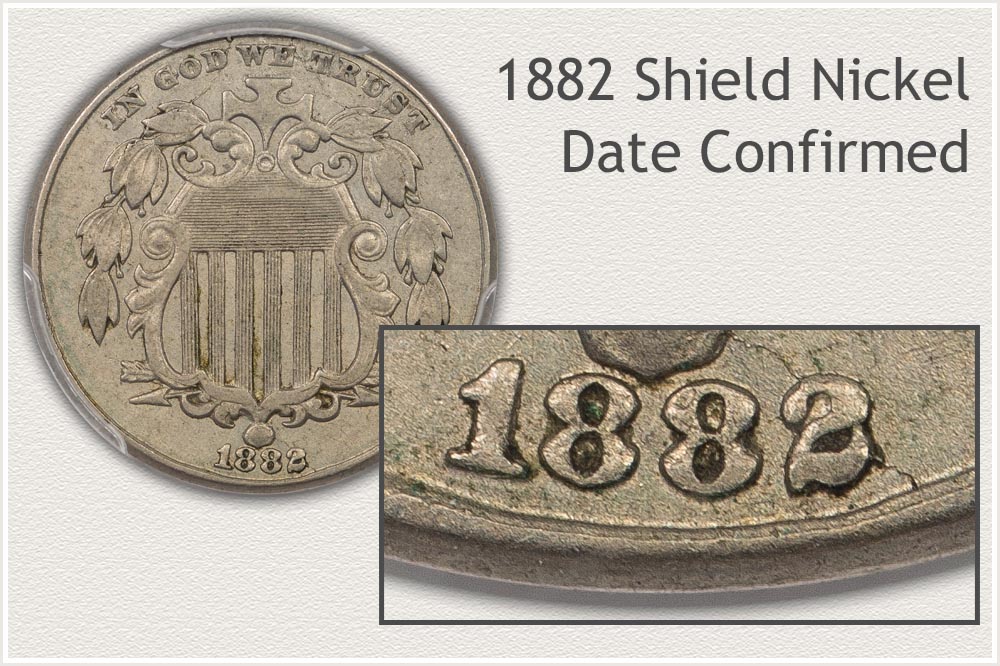 Close-Up View of the Date on an 1882 Shield Nickel