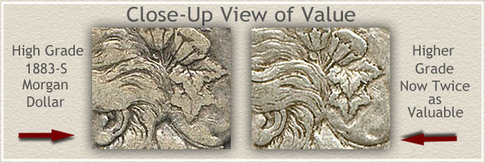 1883-S Silver Dollar Close-Up View of Value