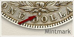 Mintmark Location 1883-S Morgan Silver Dollar