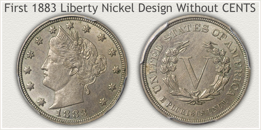 1883 Liberty Nickel Without Cents Design Variety