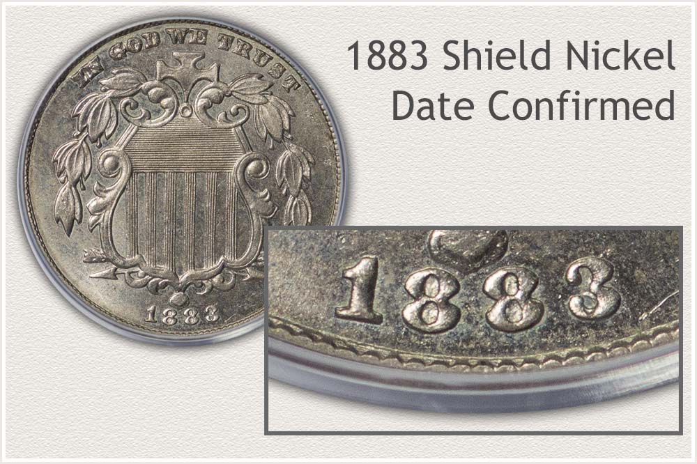 Close-Up View of the Date on an 1883 Shield Nickel