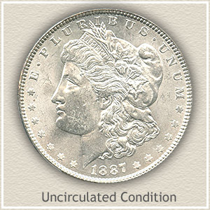 1887 Morgan Silver Dollar Uncirculated Condition