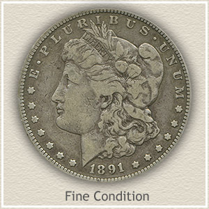 1891 Morgan Silver Dollar Fine Condition