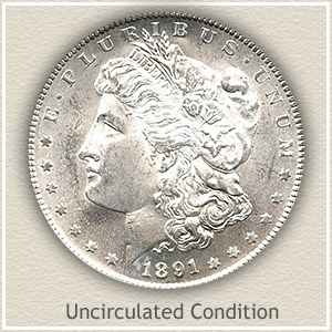 1891 Morgan Silver Dollar Uncirculated Condition