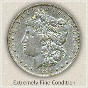 1891 Morgan Silver Dollar Extremely Fine Condition