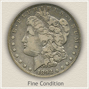 1892 Morgan Silver Dollar Fine Condition