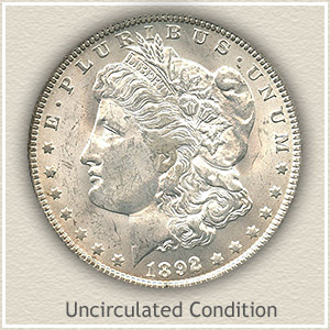 1892 Morgan Silver Dollar Uncirculated Condition