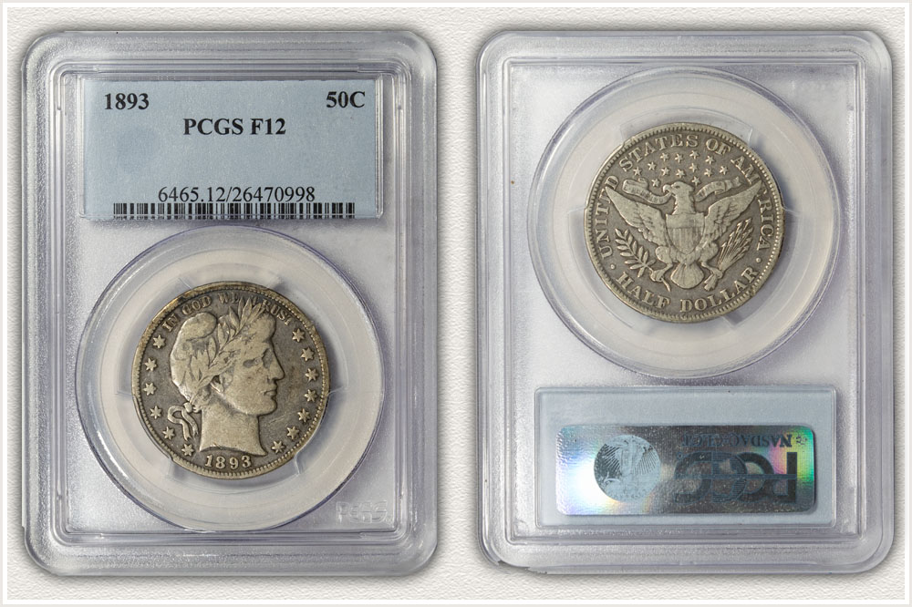 PCGS Graded and Authenticated 1893 Barber Half Dollar