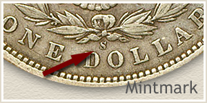 Mintmark Location 1895 Morgan Silver Dollar