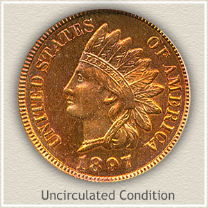 1897 Indian Head Penny Uncirculated Condition