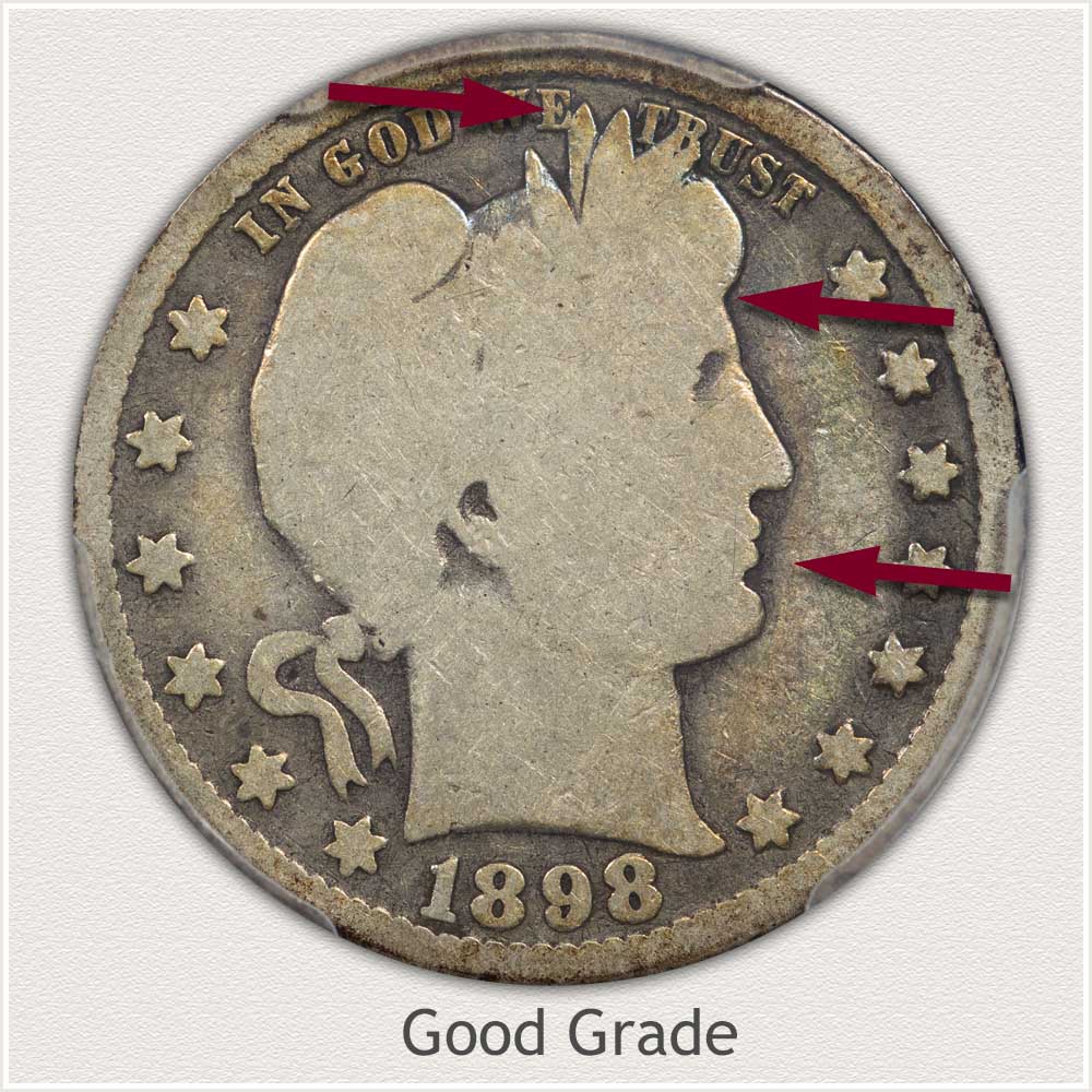 1898 Barber Quarter in Good Grade