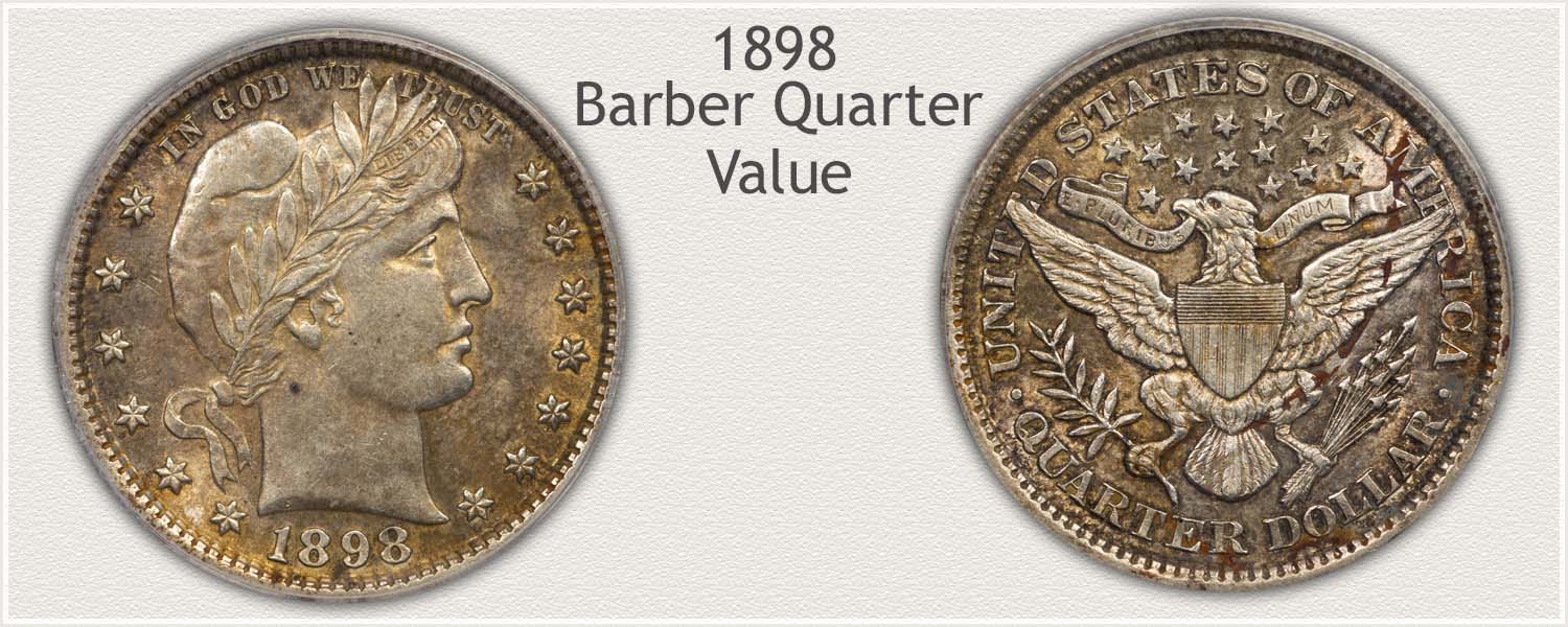 1898 Quarter - Barber Quarter Series - Obverse and Reverse View