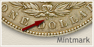 Mintmark Location 1898 Morgan Silver Dollar