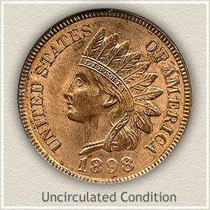 1898 Indian Head Penny Uncirculated Condition