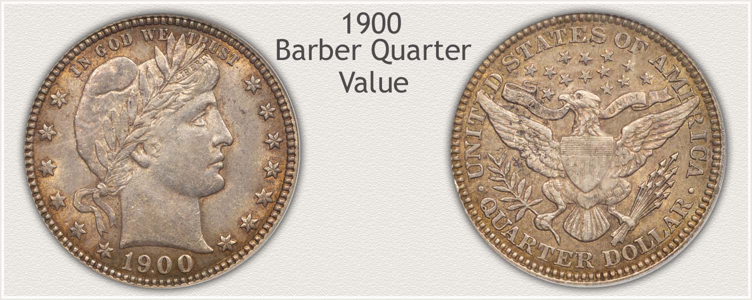 1900 Quarter - Barber Quarter Series - Obverse and Reverse View