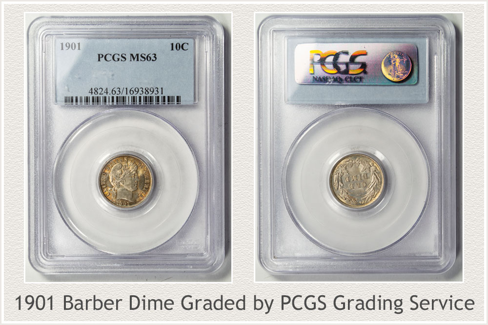 PCGS Holder with 1901 Barber Dime