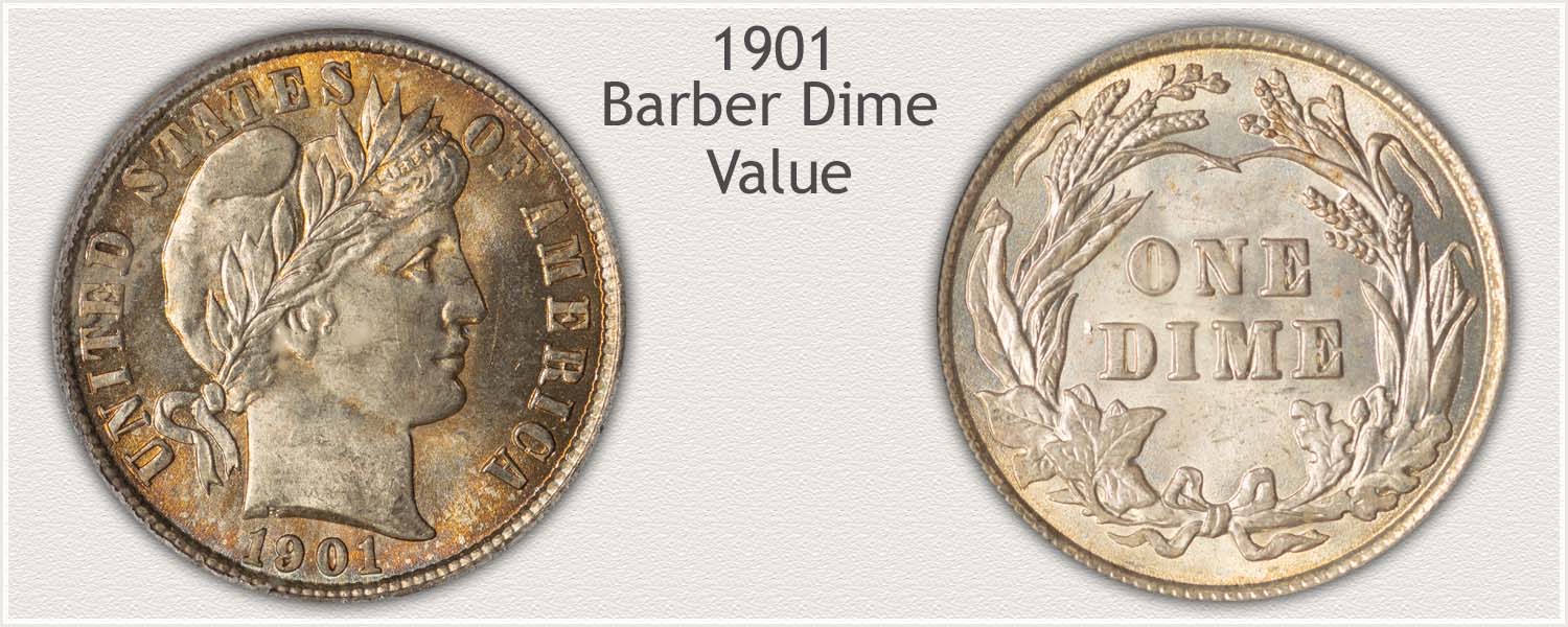1901 Dime - Barber Dime Series - Obverse and Reverse View