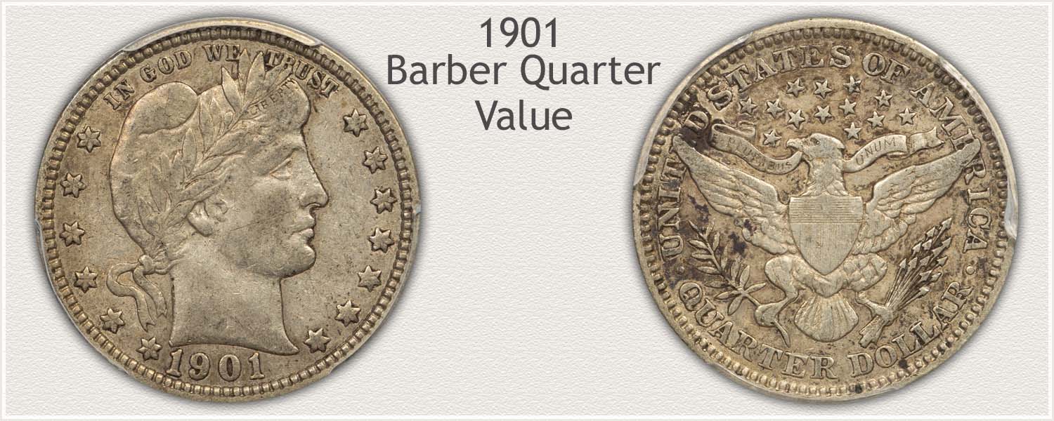 1901 Quarter - Barber Quarter Series - Obverse and Reverse View