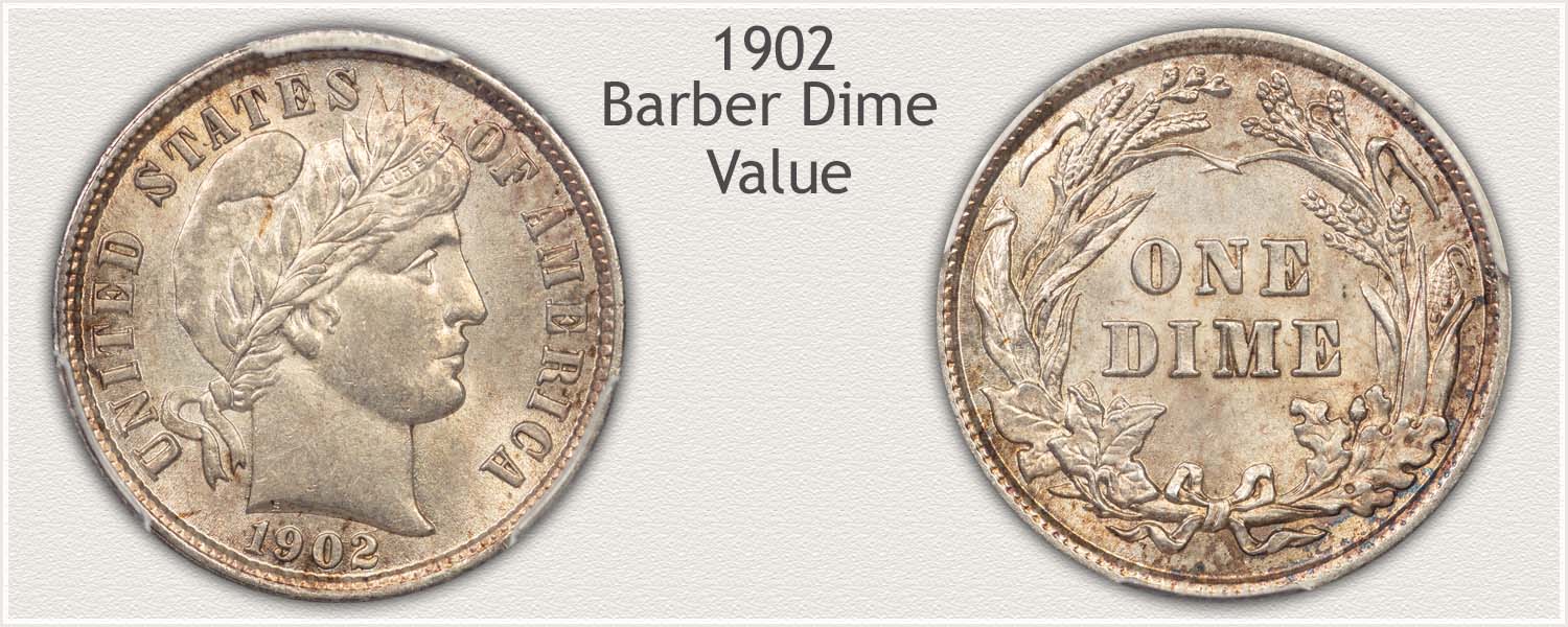 1902 Dime - Barber Dime Series - Obverse and Reverse View