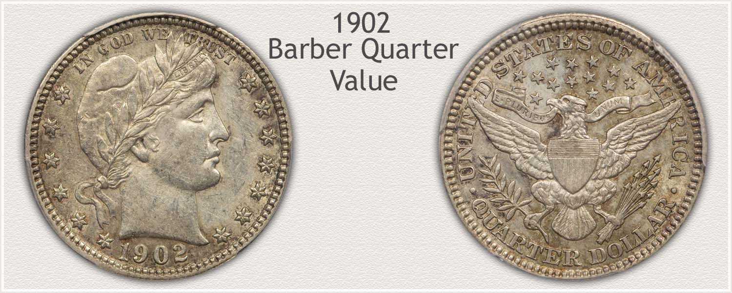1902 Quarter - Barber Quarter Series - Obverse and Reverse View