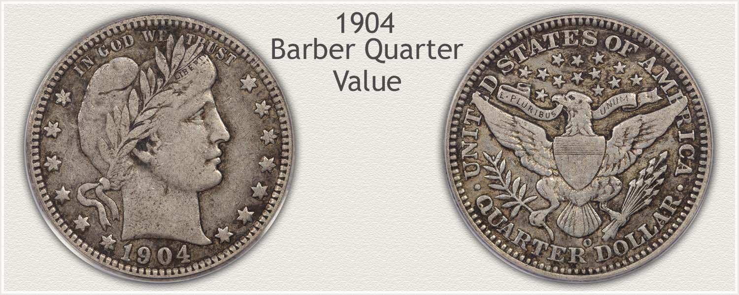 1904 Quarter - Barber Quarter Series - Obverse and Reverse View