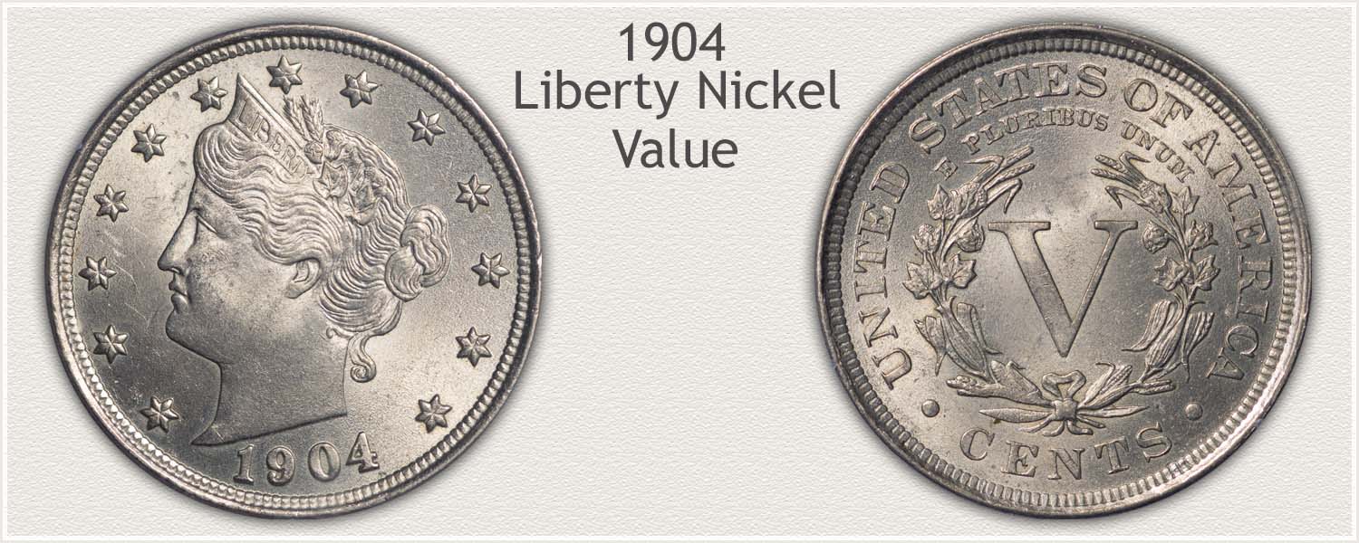 Obverse and Reverse View of a 1904 Liberty Nickel