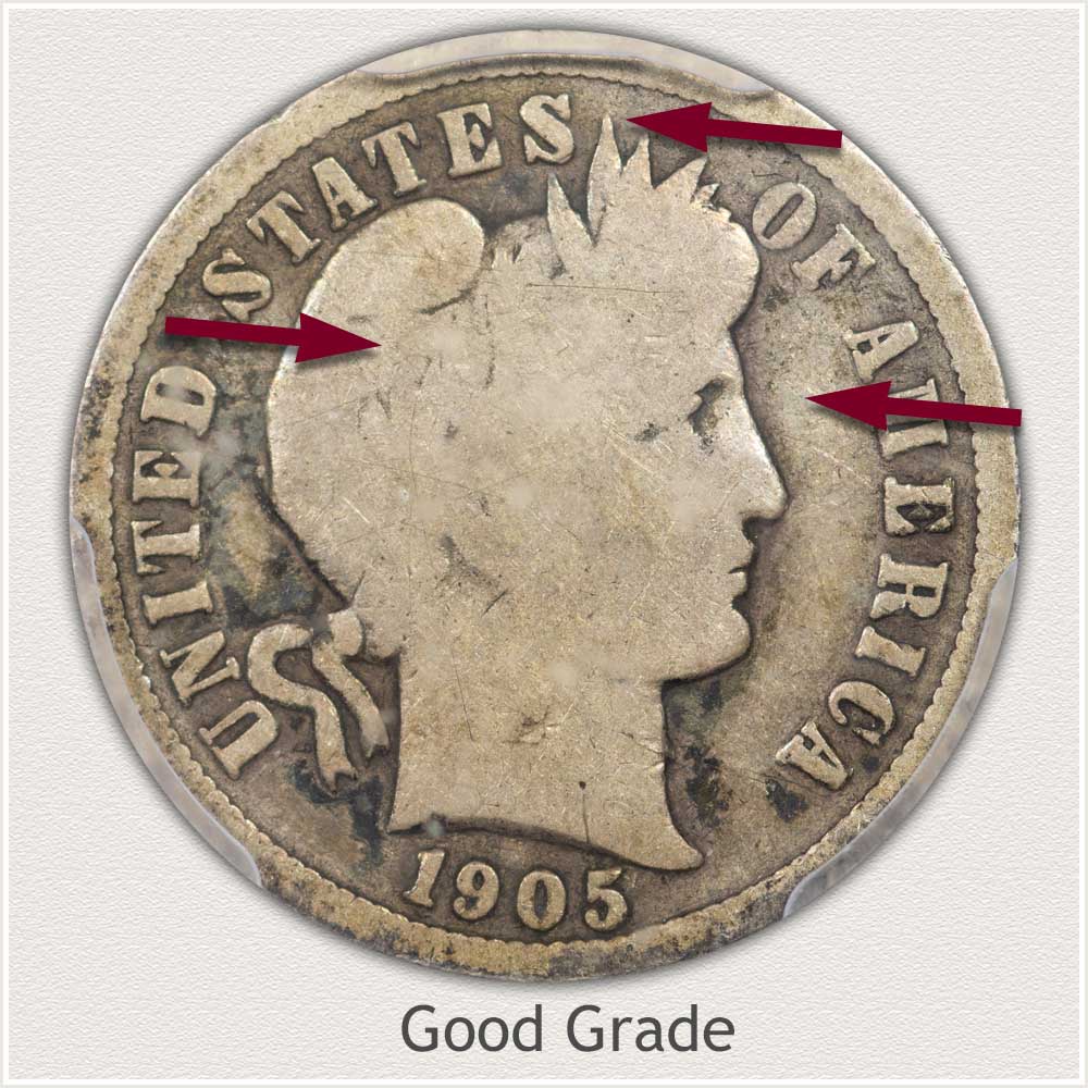 1905 Barber Dime in Good Grade