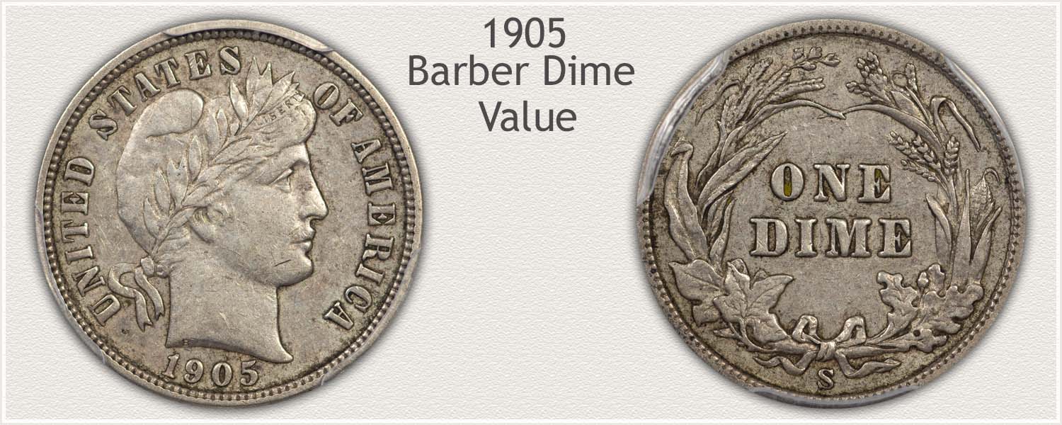 1905 Dime - Barber Dime Series - Obverse and Reverse View