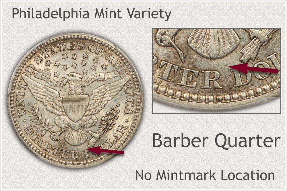 No Mintmark 1906 Barber Quarter