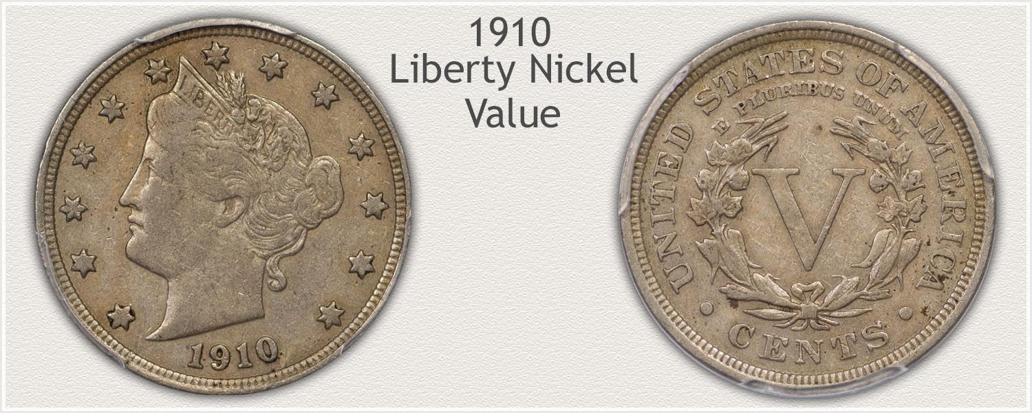 Obverse and Reverse View of a 1910 Liberty Nickel