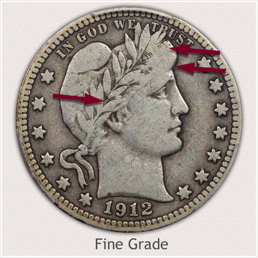 Fine Grade 1912 Barber Quarter