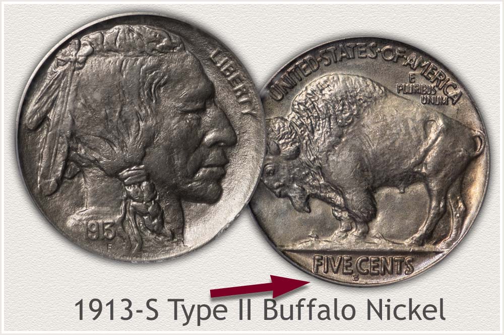 1913-S Buffalo Nickel Type II Variety