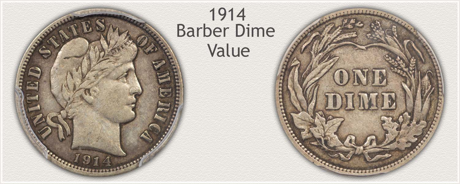 1914 Dime - Barber Dime Series - Obverse and Reverse View