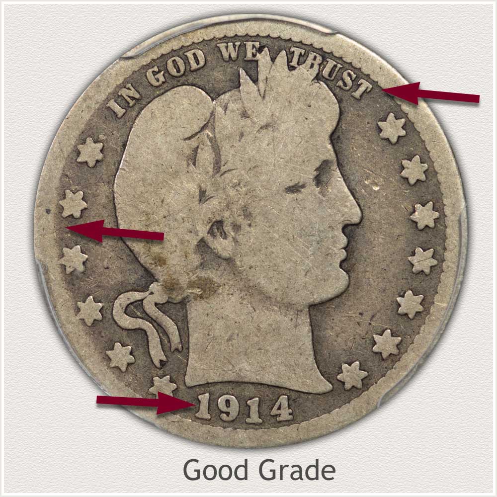 1914 Barber Quarter in Good Grade