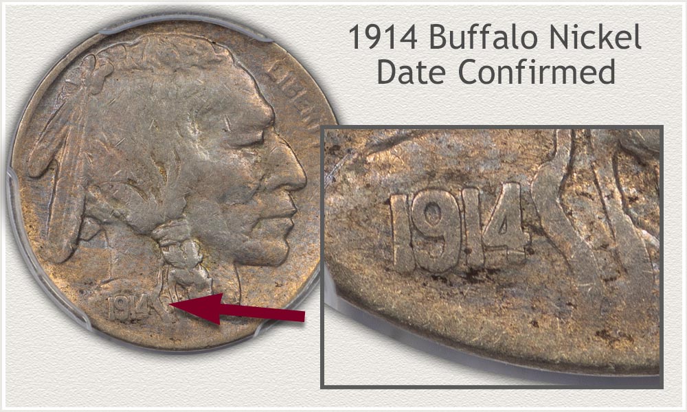 Close Up View of the 1914 Date Buffalo Nickel