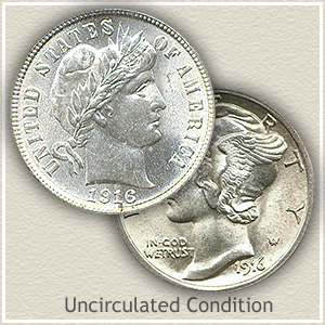 1916 Dime Uncirculated Condition
