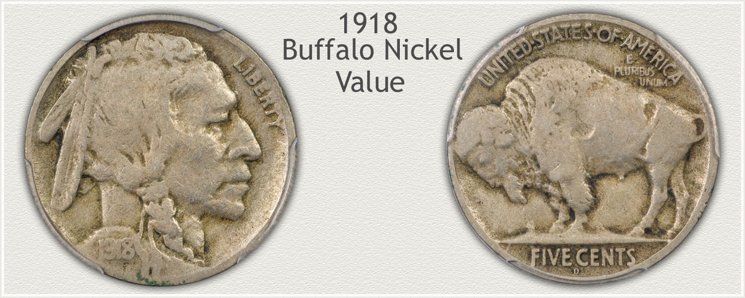 Obverse and Reverse View of a 1918 Buffalo Nickel